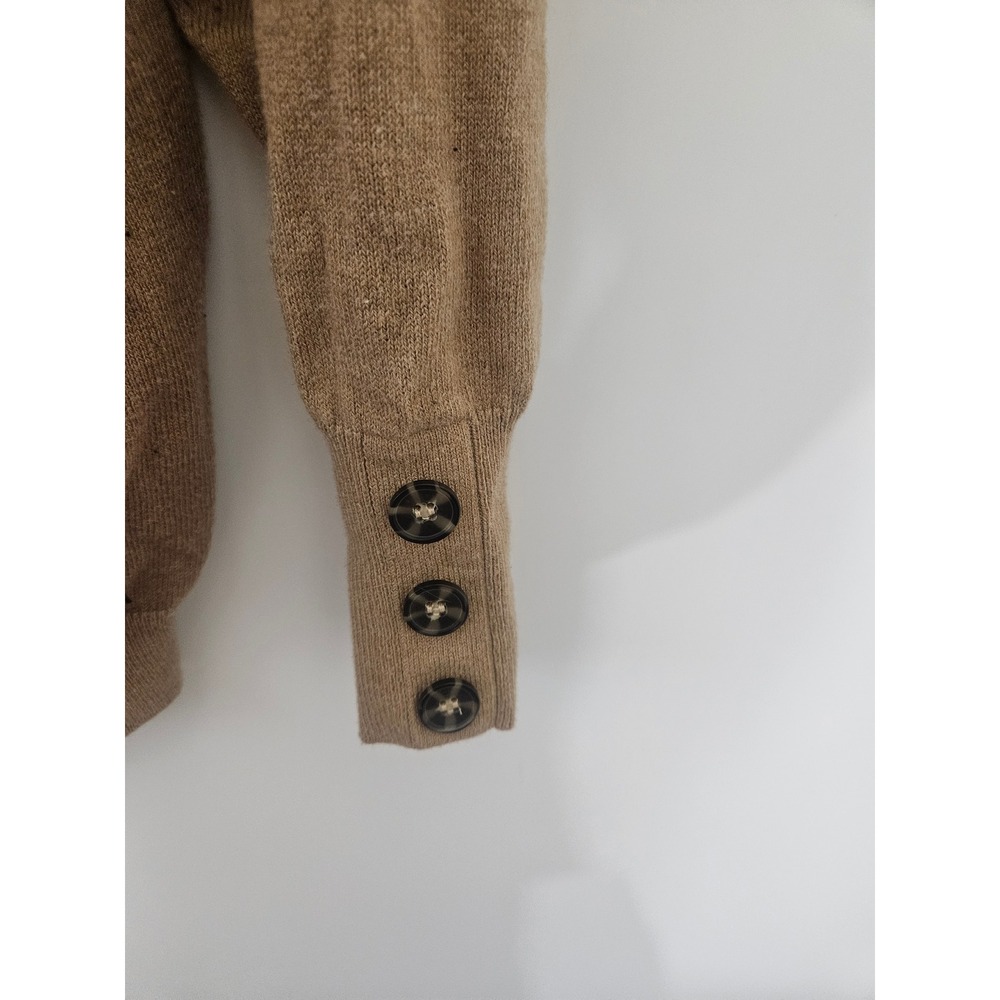 Ellos Women Tan Camel Crew Neck Sweater Button Cuff Detail Size S 10/12 56-1266- - Picture 6 of 6